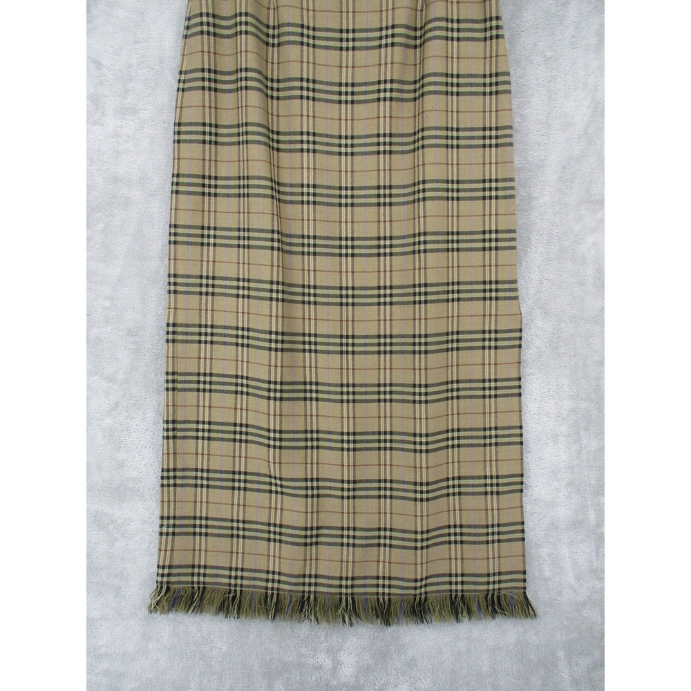 Vintage Rafaella Skirt Women 12 Plaid Wool Blend Maxi Fringe Straight Pencil Zip - Picture 4 of 8